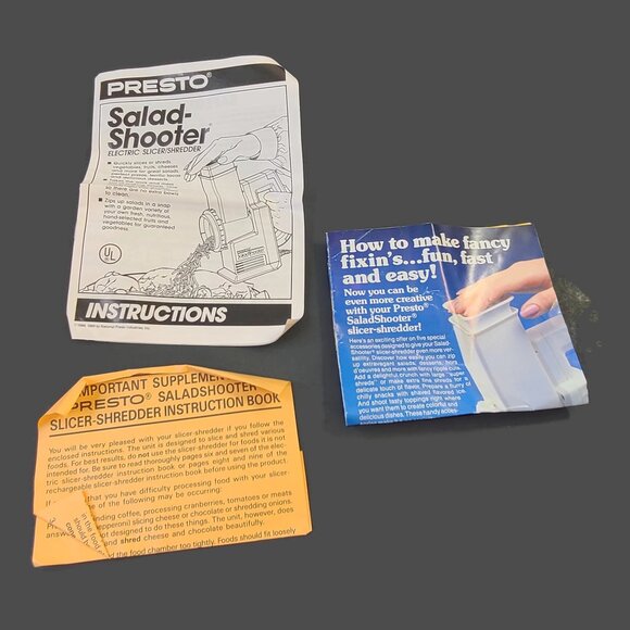 Vintage Presto Electric Salad Shooter #02910 Slicer Shredder Vegetables Cheese - Picture 12 of 12